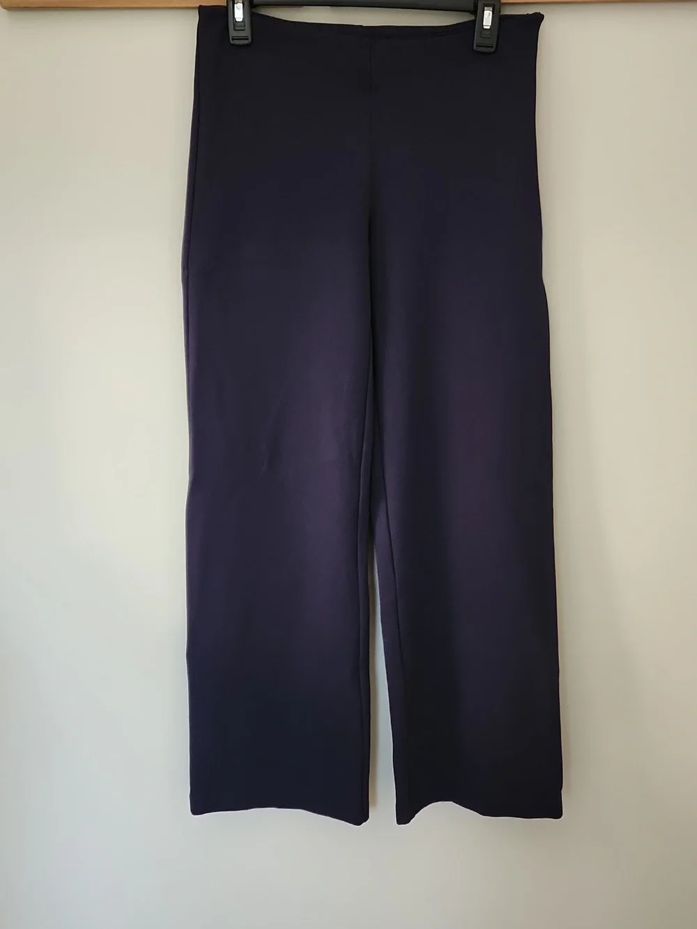 J.McLaughlin Navy Blue Wide / Straight Leg Pants Side Zip Ponte Knit 4 30x29 - Picture 2 of 10
